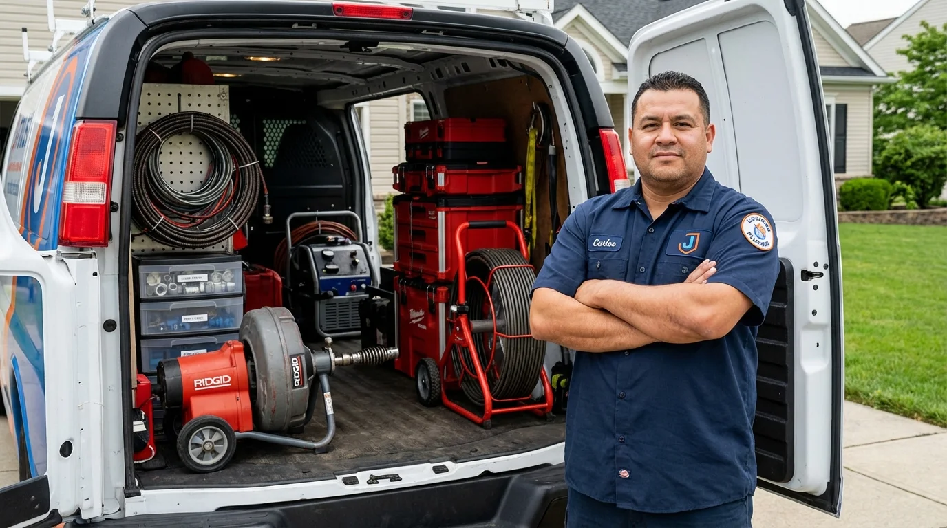 Professional drain cleaning equipment and Johns Plumbing LLC plumber in International Falls