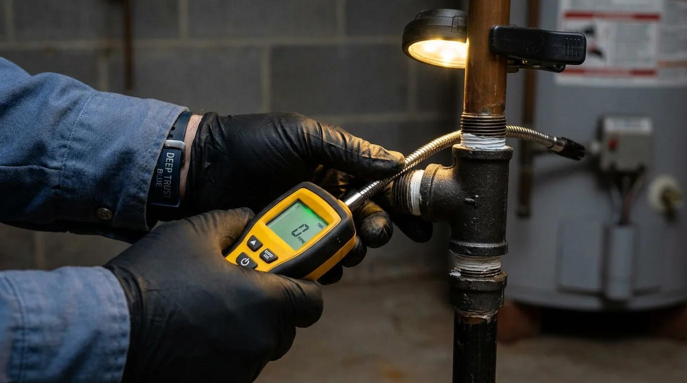 Gas leak detection with electronic sniffer by Johns Plumbing LLC in International Falls
