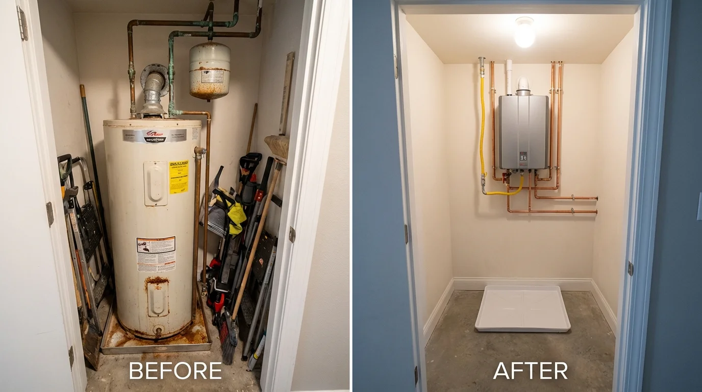 Tank water heater versus wall-mounted tankless unit comparison for International Falls, MN homeowners